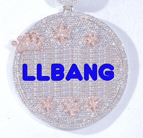 CUSTOM LETTER NECKLACE 3D BIG CROWN DISC