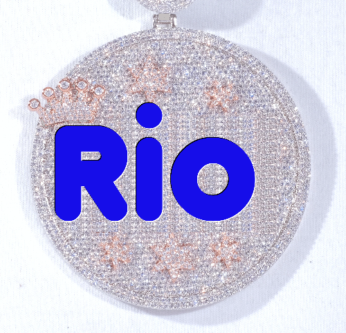 CUSTOM LETTER NECKLACE 3D BIG CROWN DISC