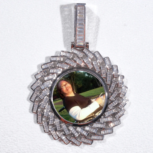 Large 3D Baguette Custom Picture Pendant