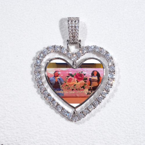 3D Spinning 2-Faced Heart Custom Picture Pendant