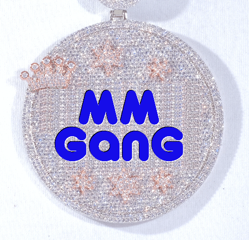 CUSTOM LETTER NECKLACE 3D BIG CROWN DISC