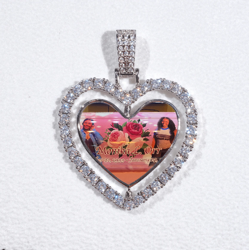 3D Spinning 2-Faced Heart Custom Picture Pendant