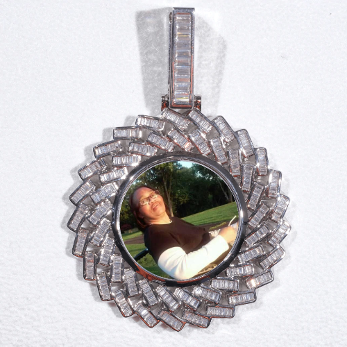 Large 3D Baguette Custom Picture Pendant