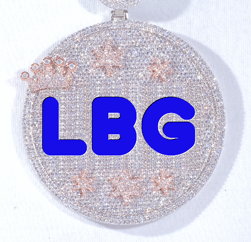 CUSTOM LETTER NECKLACE 3D BIG CROWN DISC