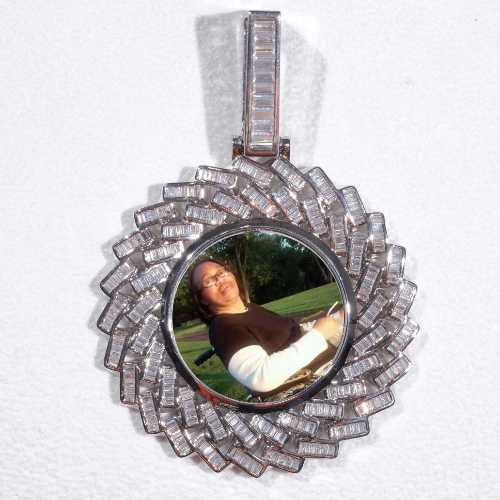 Large 3D Baguette Custom Picture Pendant
