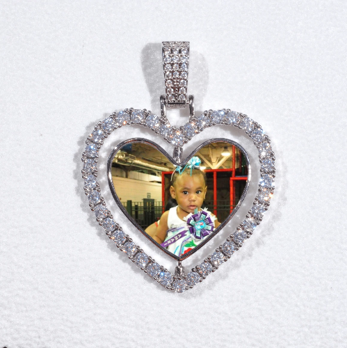 3D Spinning 2-Faced Heart Custom Picture Pendant