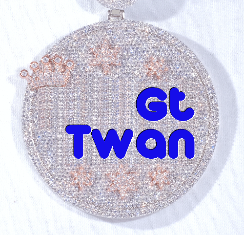 CUSTOM LETTER NECKLACE 3D BIG CROWN DISC