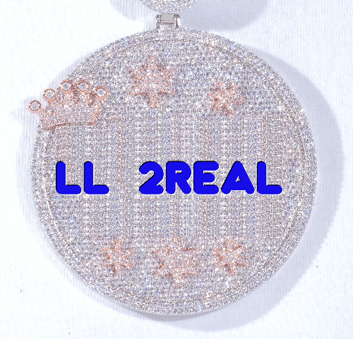 CUSTOM LETTER NECKLACE 3D BIG CROWN DISC