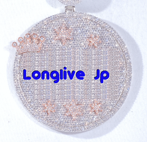CUSTOM LETTER NECKLACE 3D BIG CROWN DISC