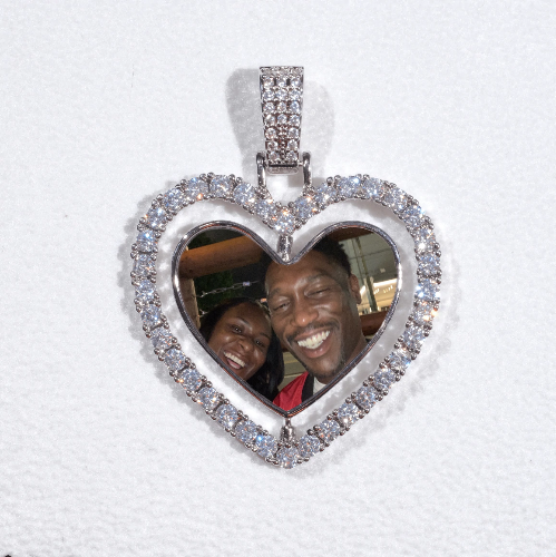 3D Spinning 2-Faced Heart Custom Picture Pendant