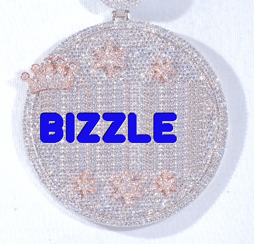 CUSTOM LETTER NECKLACE 3D BIG CROWN DISC
