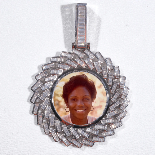 Large 3D Baguette Custom Picture Pendant