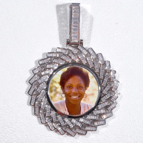 Large 3D Baguette Custom Picture Pendant