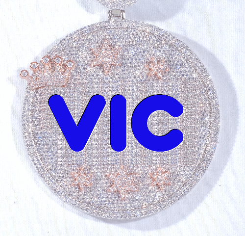 CUSTOM LETTER NECKLACE 3D BIG CROWN DISC