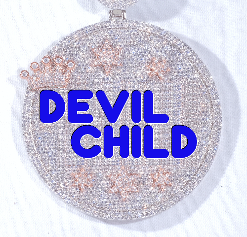 CUSTOM LETTER NECKLACE 3D BIG CROWN DISC