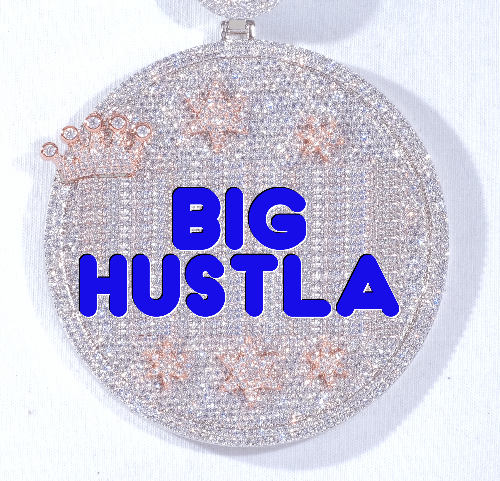 CUSTOM LETTER NECKLACE 3D BIG CROWN DISC