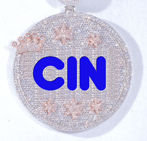CUSTOM LETTER NECKLACE 3D BIG CROWN DISC