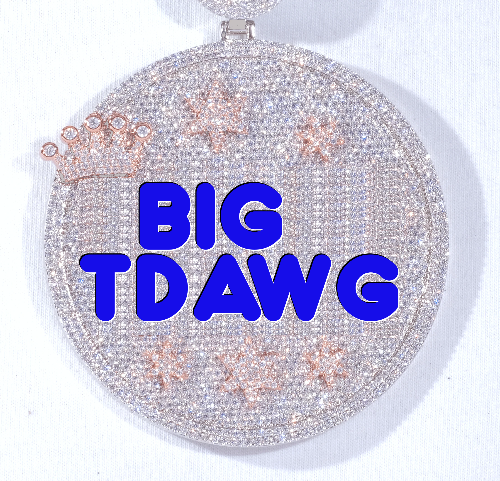 CUSTOM LETTER NECKLACE 3D BIG CROWN DISC