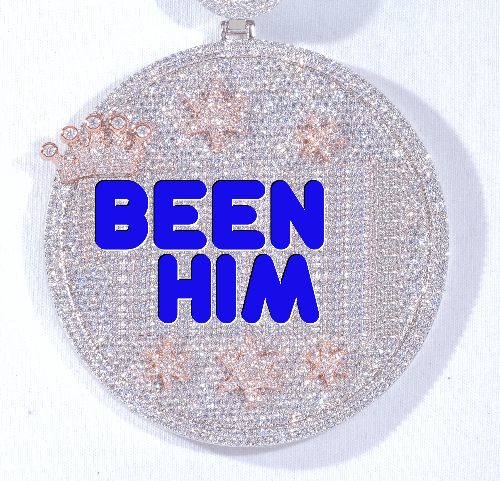 CUSTOM LETTER NECKLACE 3D BIG CROWN DISC