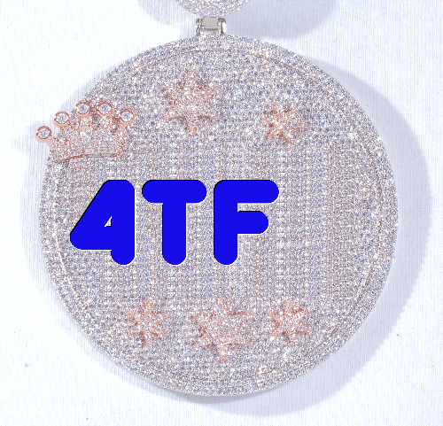 CUSTOM LETTER NECKLACE 3D BIG CROWN DISC