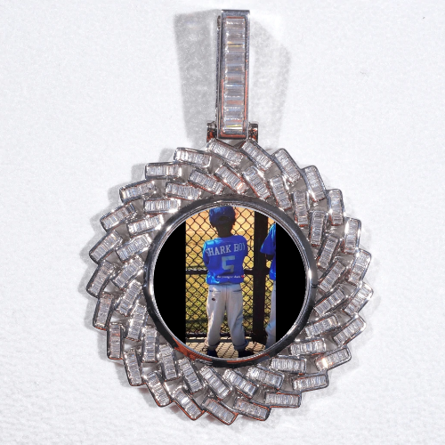 Large 3D Baguette Custom Picture Pendant