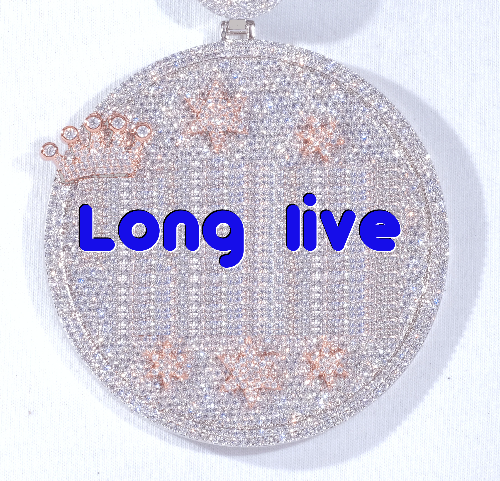 CUSTOM LETTER NECKLACE 3D BIG CROWN DISC
