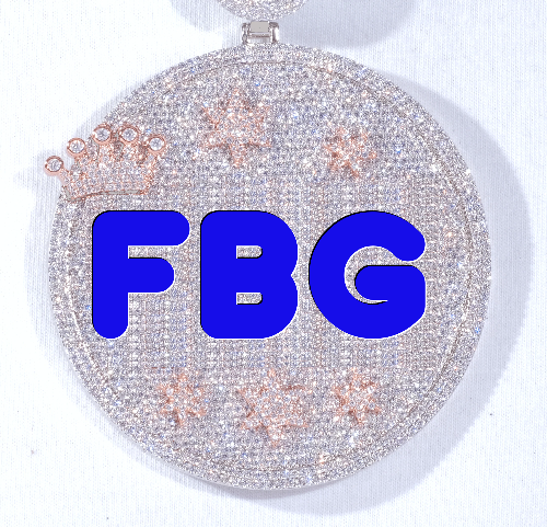 CUSTOM LETTER NECKLACE 3D BIG CROWN DISC
