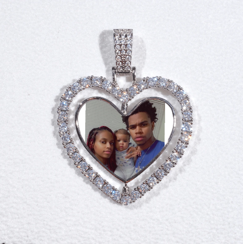 3D Spinning 2-Faced Heart Custom Picture Pendant