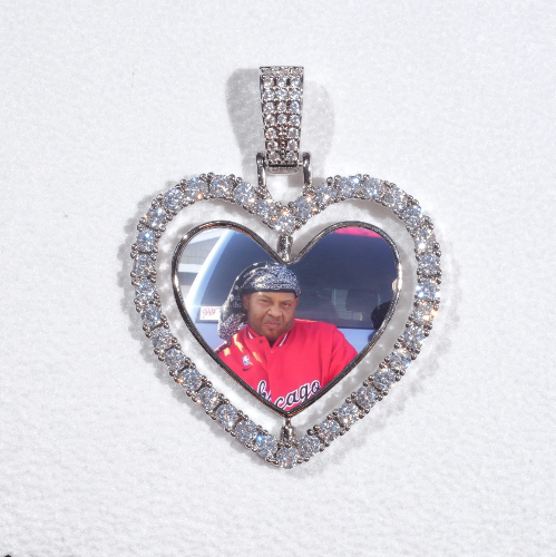 3D Spinning 2-Faced Heart Custom Picture Pendant