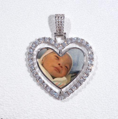 3D Spinning 2-Faced Heart Custom Picture Pendant
