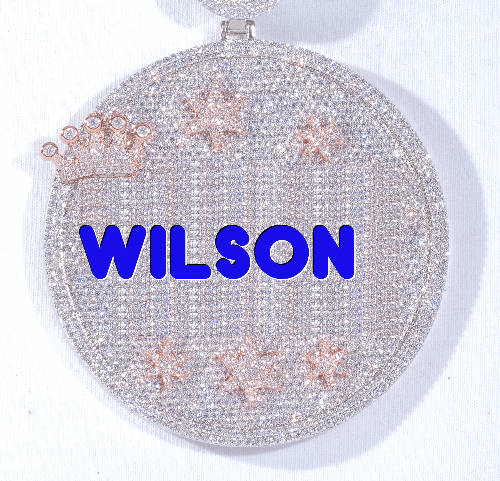 CUSTOM LETTER NECKLACE 3D BIG CROWN DISC
