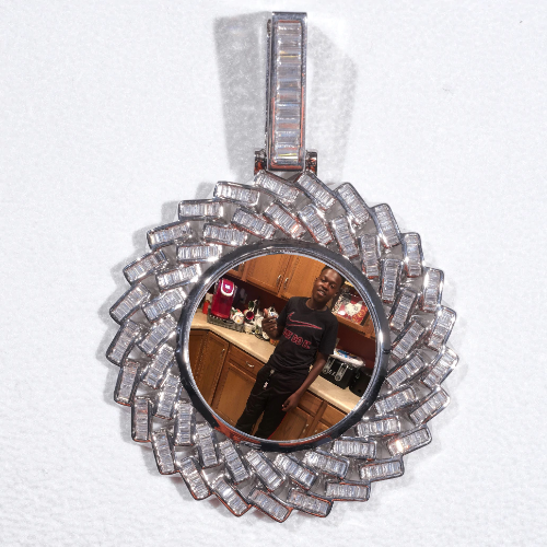 Large 3D Baguette Custom Picture Pendant