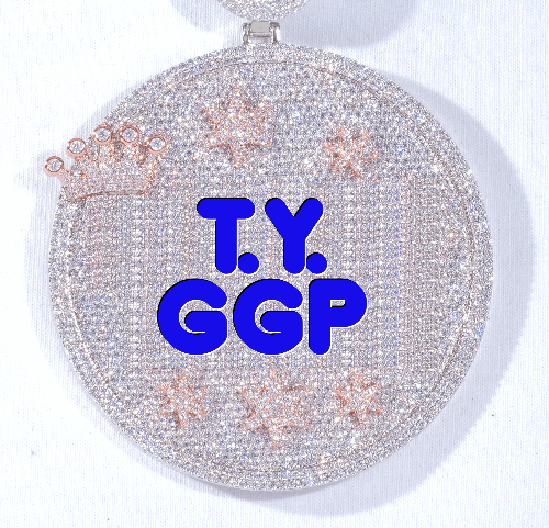 CUSTOM LETTER NECKLACE 3D BIG CROWN DISC