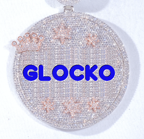 CUSTOM LETTER NECKLACE 3D BIG CROWN DISC