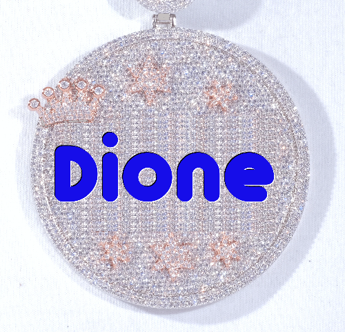 CUSTOM LETTER NECKLACE 3D BIG CROWN DISC