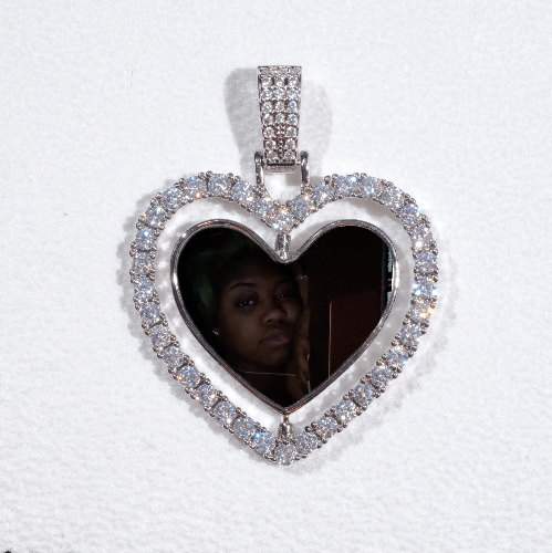 3D Spinning 2-Faced Heart Custom Picture Pendant