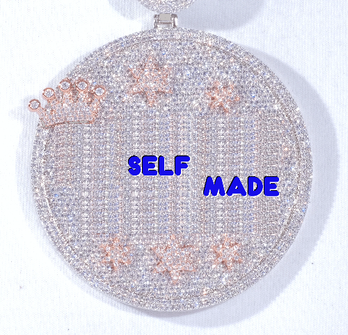 CUSTOM LETTER NECKLACE 3D BIG CROWN DISC