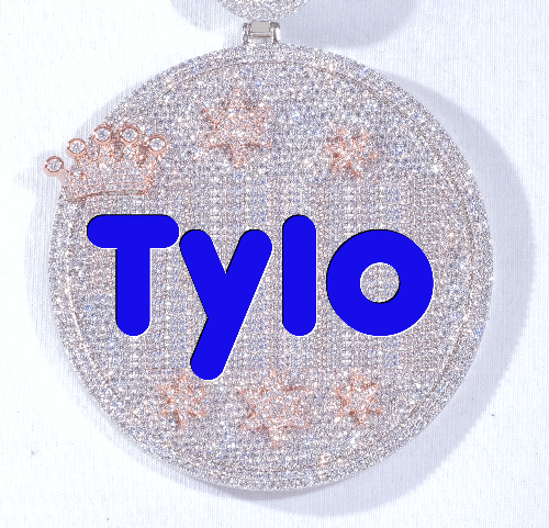 CUSTOM LETTER NECKLACE 3D BIG CROWN DISC