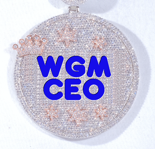 CUSTOM LETTER NECKLACE 3D BIG CROWN DISC