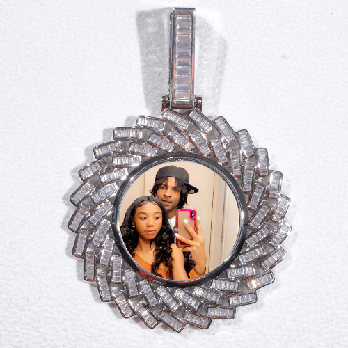 Large 3D Baguette Custom Picture Pendant