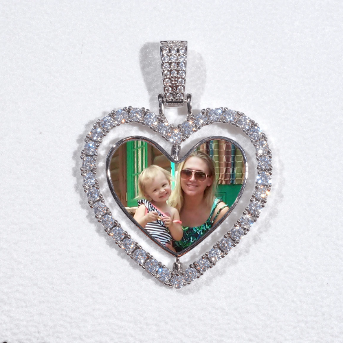 3D Spinning 2-Faced Heart Custom Picture Pendant