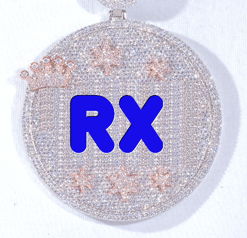 CUSTOM LETTER NECKLACE 3D BIG CROWN DISC