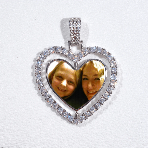 3D Spinning 2-Faced Heart Custom Picture Pendant