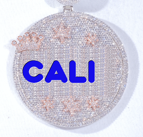 CUSTOM LETTER NECKLACE 3D BIG CROWN DISC