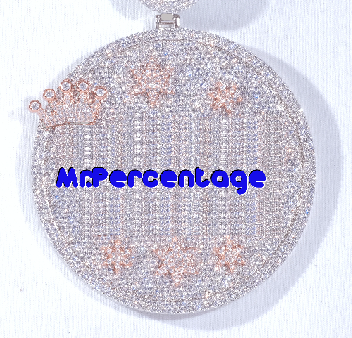 CUSTOM LETTER NECKLACE 3D BIG CROWN DISC