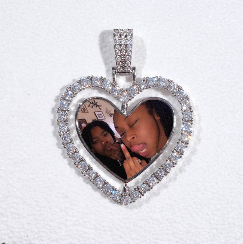 3D Spinning 2-Faced Heart Custom Picture Pendant