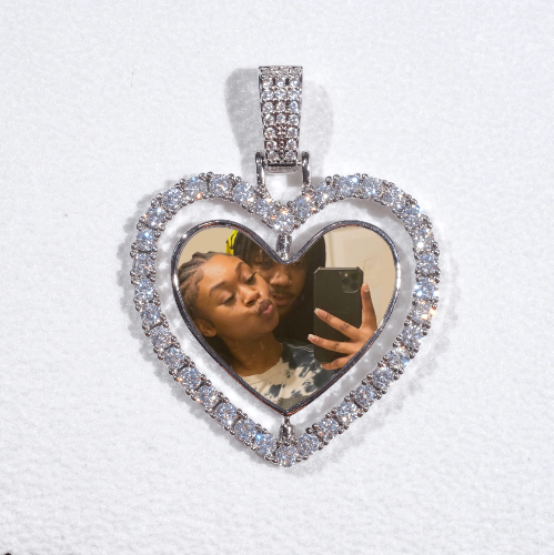 3D Spinning 2-Faced Heart Custom Picture Pendant