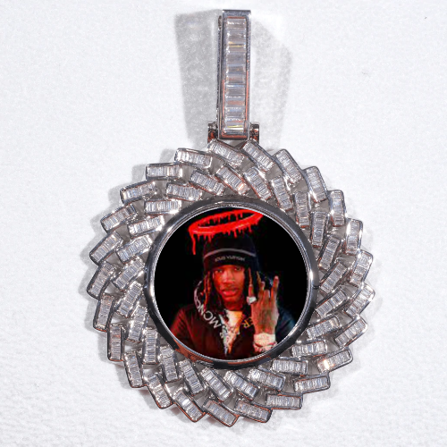 Large 3D Baguette Custom Picture Pendant