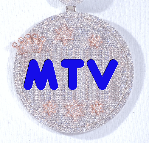 CUSTOM LETTER NECKLACE 3D BIG CROWN DISC