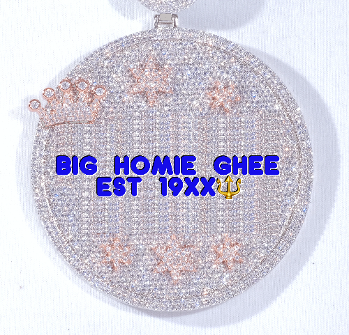 CUSTOM LETTER NECKLACE 3D BIG CROWN DISC